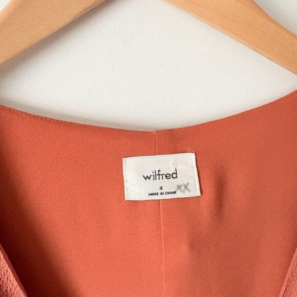 Aritzia Wilfred Nazaire Button Down Flutter Sleeve V-Neck Dress Moroccan Spice 4 - Picture 5 of 7